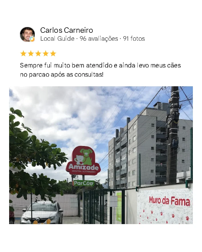 Avaliação de cliente no Google sobre o Amizade